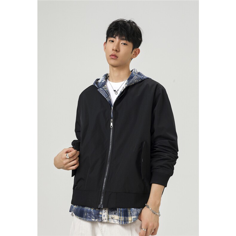 可二开假两件格子拼接大码M-5XL夹克聚酯纤维JK78094P75控118,男装夹克,星座227-7