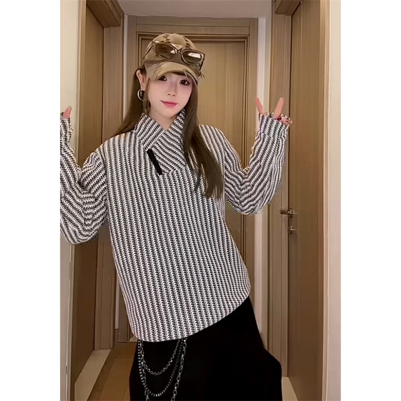 高品质春装新款老钱风美式高街鱼骨纹斜拉链解构高领卫衣长袖t恤,男装T恤,电商A486-1