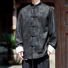 2025新款新中式大码麂皮夹克外套现货男士上衣JK1818-P110控188，男装夹克，电商A021