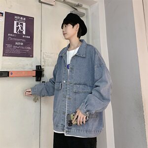 秋季牛仔外套宽松港风男士秋装上衣韩版潮流休闲中性夹克858图片