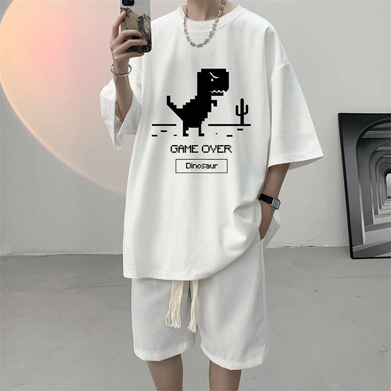 华夫格套装运动短袖t恤套装休闲两件套一套HZ84315-P44,男装T恤,电商A040