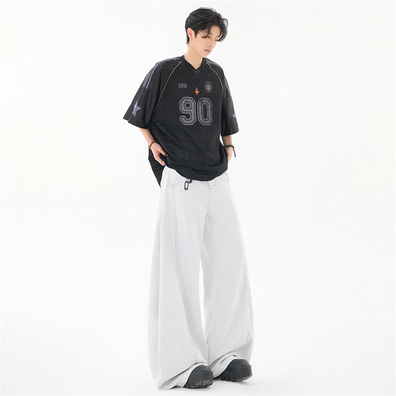 设计感明线水洗春夏美式弯刀牛仔裤男女长裤宽松裤子YD9006A-P70,男装牛仔裤,星座509