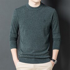 羊毛衫秋冬季男圆领纯羊毛男士打底针织提花保暖毛衣BY2107-P165图片