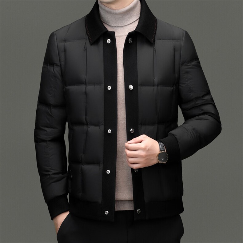 男装羽绒服AE873新款主推针织领摁扣款罗纹袖口,男装羽绒服,钱塘207-1