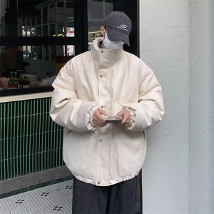 美式高街pu皮棉服男冬季痞帅宽松面包服外套潮牌设计感棉衣图片
