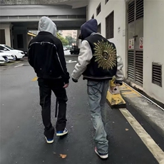 网图太阳之眼棒球夹棉外套刺绣皮袖夹克A025-KY1805-P68夹棉78，男装夹克，电商A025