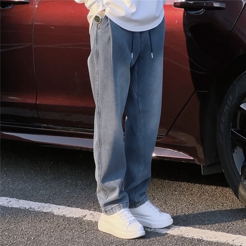 秋季新款复古星空纹松紧腰直筒牛仔裤男时尚潮流宽松长裤NA078,男装牛仔裤,星座208-5