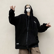 秋款男连帽开衫灯芯绒卫衣贴标休闲外套WY8037P55，男装卫衣，星座1013-1