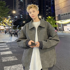 秋季翻领皮夹克男宽松男士皮衣外套潮新款薄A266-PY010-P100控168，男装夹克，电商A266