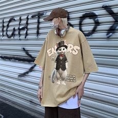 潮牌宽松短袖t恤蜡染美式复古高街水洗做旧517A-2-SX242-P38，男装T恤，星座517A-2