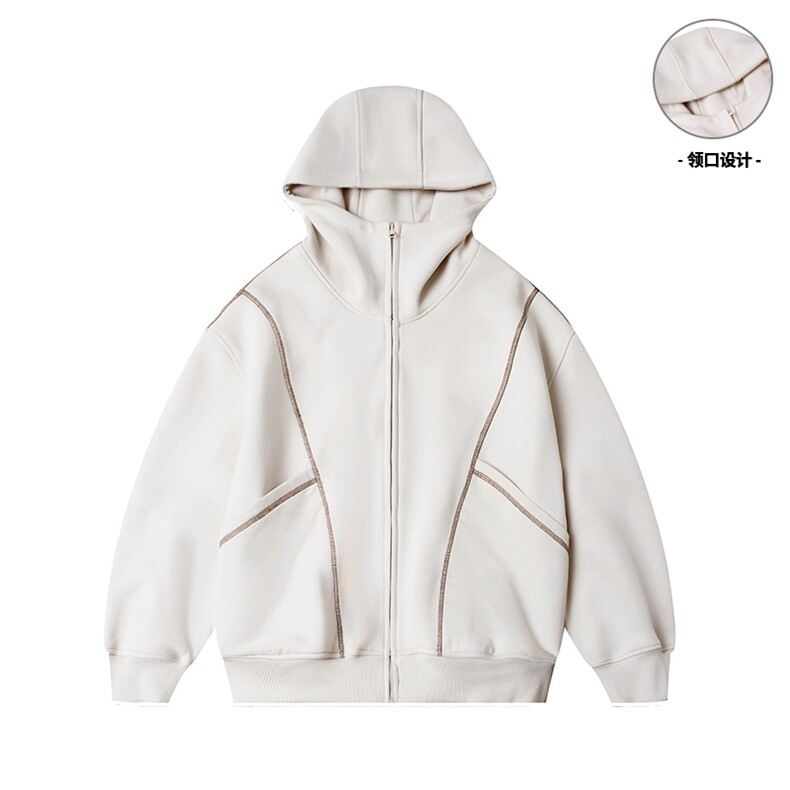 秋季重磅380克全棉直播拉链套头连帽卫衣外套AH909-P46,女装短外套,星座610B-1
