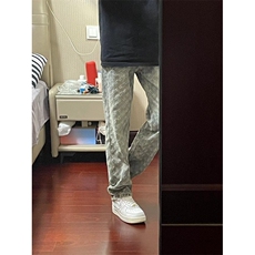 【有货】提花满印牛仔裤男夏季美式复古直筒裤子KZT63WW-特P45，男装牛仔裤，星座1007（原301D）