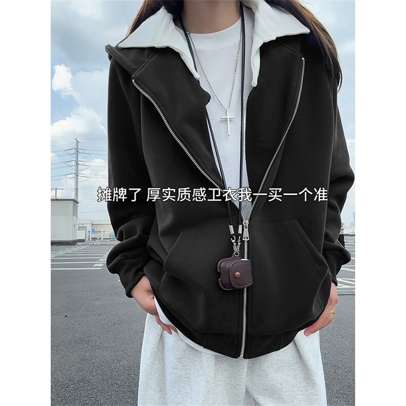 撞色搭配街头潮流休闲卫衣舒适自在慵懒风上衣外套HY808TP55控95,男装卫衣,电商A102B