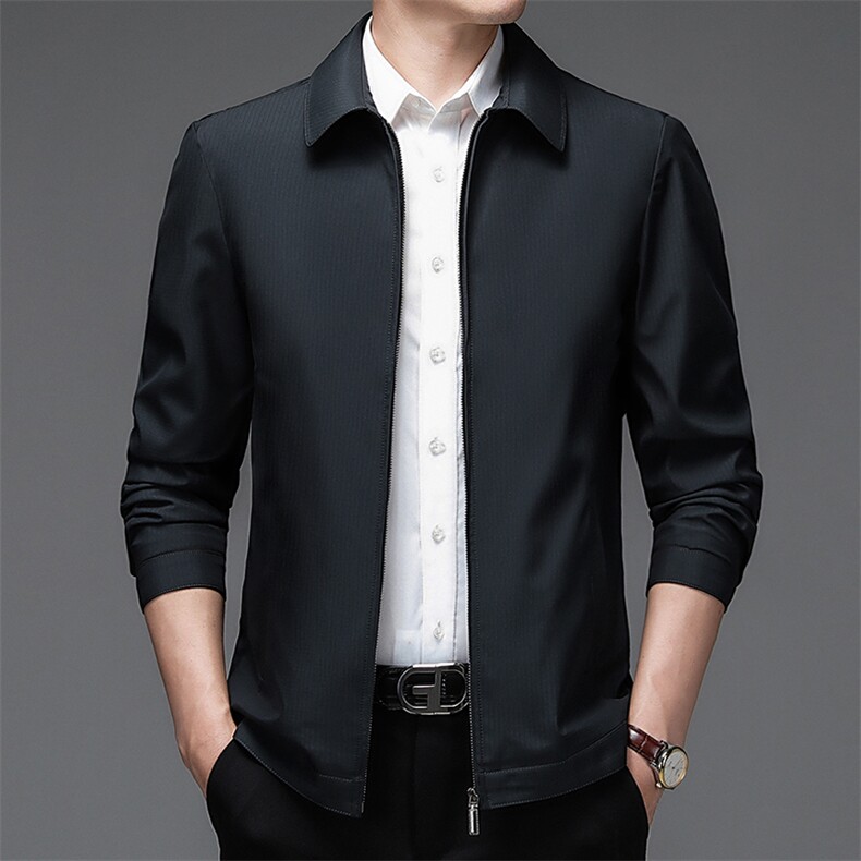 中年男外套秋季新款百搭休闲爸爸装翻领夹克外套男BJY08158-P120,男装夹克,电商B212（原钱塘6029）