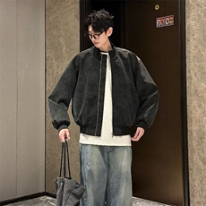 网图扎染脏脏美式复古立领PU皮夹克上衣外套JK918-P65，男装夹克，星座1213