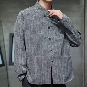 2026春季新款男装风唐装盘扣衬衫新中式汉服衬衣 C167-P65图片