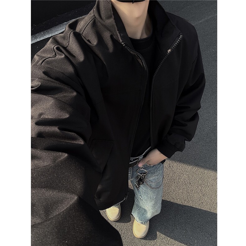 美式立领飞行夹克男款bomber廓形正肩外套三防水冲锋衣短款棒球服，男装夹克，电商A341