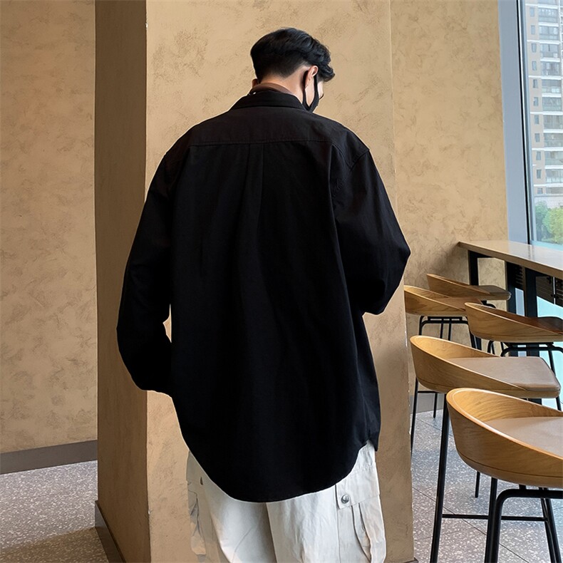 S420-P45美式宽松型纯色长袖衬衫,男装衬衫,星座1501-1