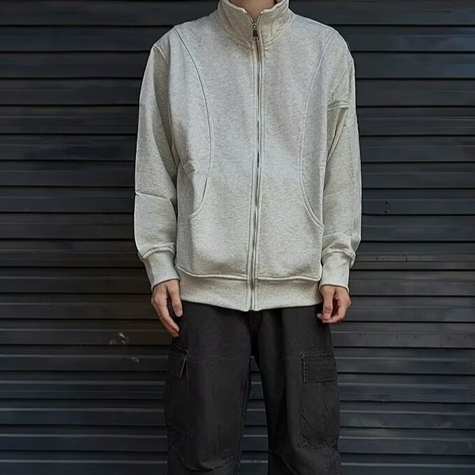 得物品质秋款男立领卫衣拉链开衫拼接宽松外套WY114P70,男装卫衣,星座1013-1