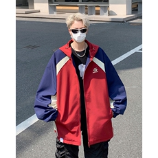 秋款男连帽夹克衫拼色字母刺绣冲锋衣外套JK91P65，男装夹克，星座1013-1