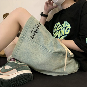2026春夏新款哥特字母印花水洗短裤M~5XL XZ604-DK104-P45控58图片