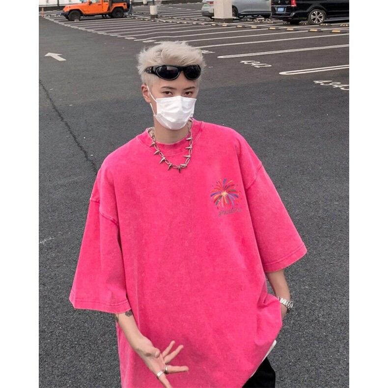 潮牌宽松短袖t恤蜡染美式复古高街水洗做旧517A-2-SX285-P38,男装T恤,星座517A-2