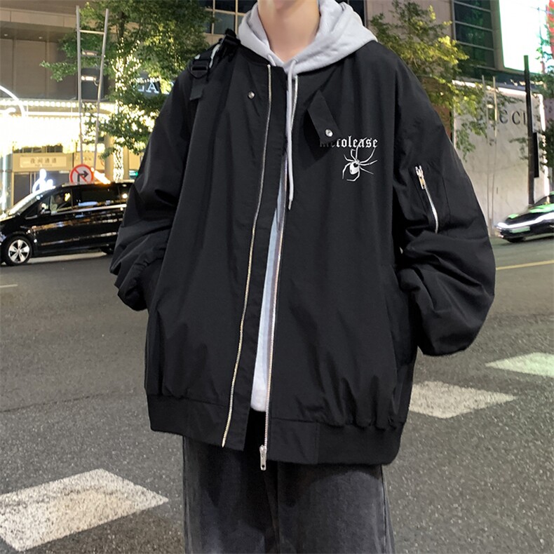 美式复古酒红色棒球服外套男夏季2025新款潮牌青少年飞行大码夹克,男装夹克,星座715-4