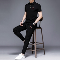 HP516夏季新款男士休闲套装刺绣男装百搭二件套，男装休闲套装，电商B360