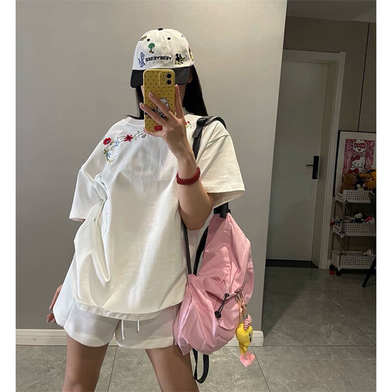万针全刺绣工艺抖音得物高品质260克重磅纯棉双纱美式高街短袖T恤,男装T恤,电商A486
