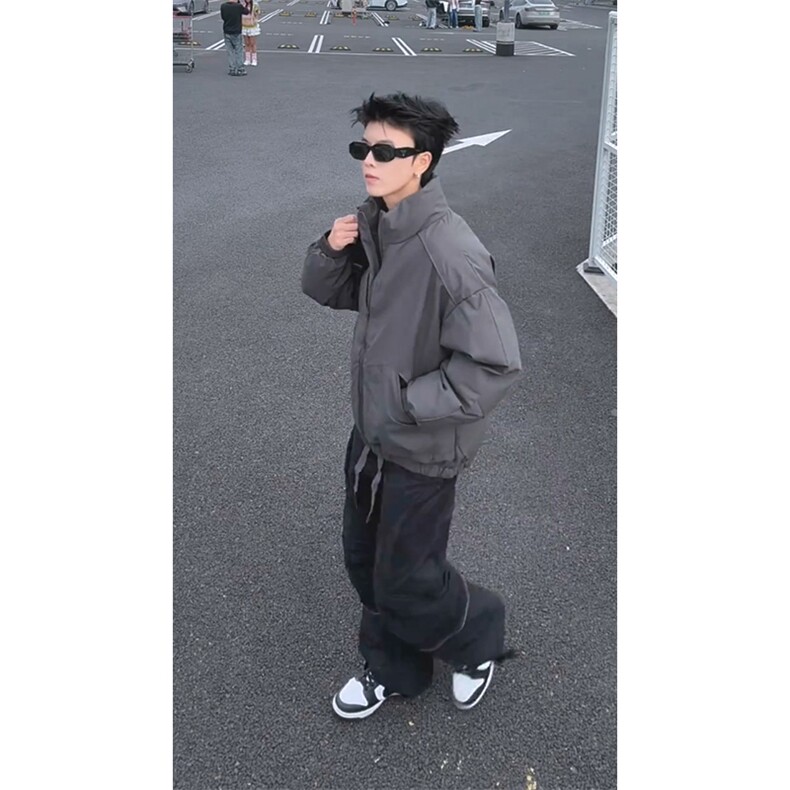 现货冬季美式休闲加厚雪山外套夹克立领纯色三防户外工装棉服,男装夹克,电商A486