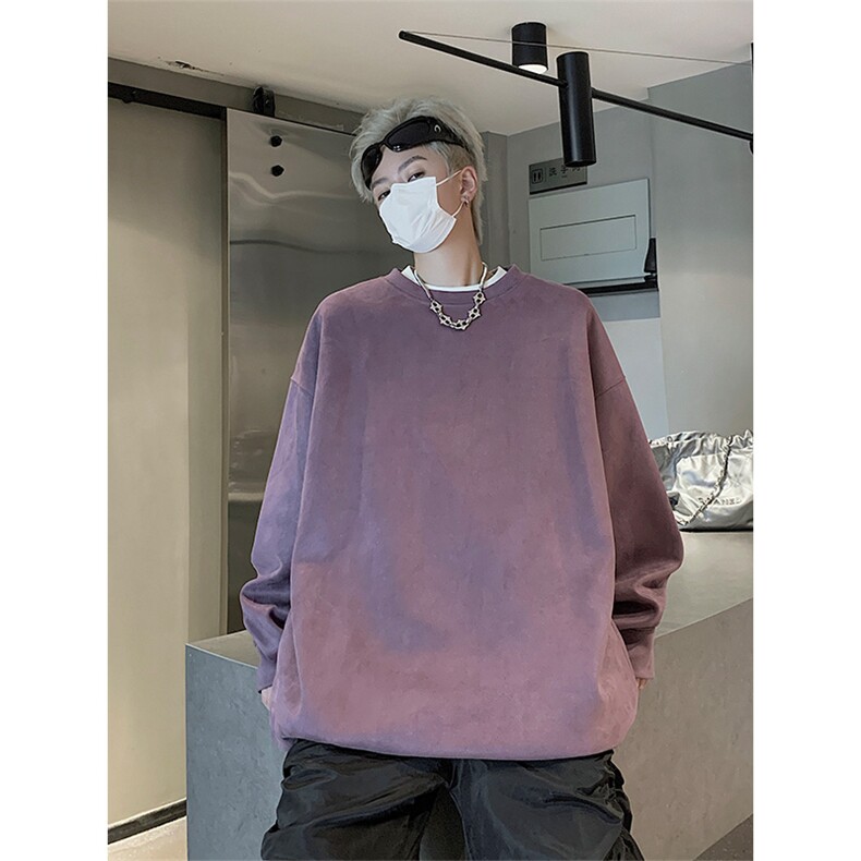 抖音得物高品质纯色大码休闲麂皮绒圆领卫衣wyjp1000-特p24图片