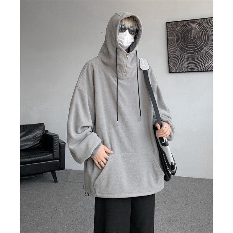 8XL-M大码摇粒绒卫衣套头连帽半拉链宽松美式复古外套WY9103/P68,女装短外套,电商B238