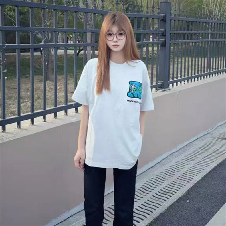 万针全刺绣工艺抖音得物高品质260克重磅纯棉双纱美式高街短袖T恤图片