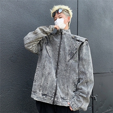 JK86362025秋美式复古重工拼接短款牛仔外套机车服夹克男，男装工装外套，星座1108