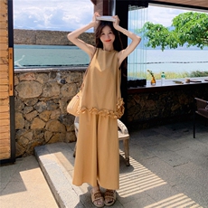 洋气甜美2025夏新款气质减龄设计感不规则花边背心半身裙两件套女，女装套装/套裙，2C159