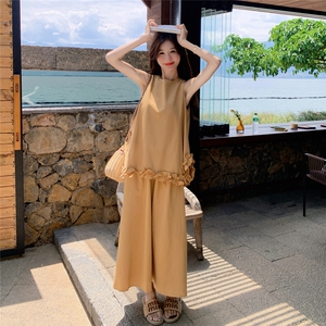 洋气甜美2025夏新款气质减龄设计感不规则花边背心半身裙两件套女图片