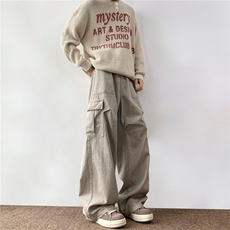 美式复古工装裤宽松休闲vintage大口袋牛仔裤子男女潮LX8255-p68，男装牛仔裤，星座1008