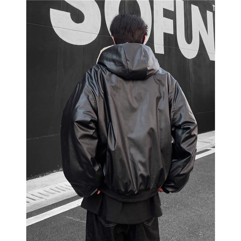 pu皮外套冬季机车外套男士美式复古痞帅皮衣加厚双面穿棉服p118,男装皮衣,电商C307