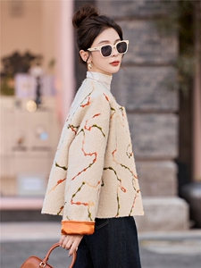 撞色提花单排扣毛呢外套女2025春秋新款高级轻奢小香风短款外套图片