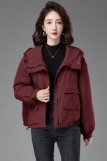 棉外套女派克冲锋衣连帽时尚口袋加棉棉服，女装棉衣/棉服，曼沙奕珂