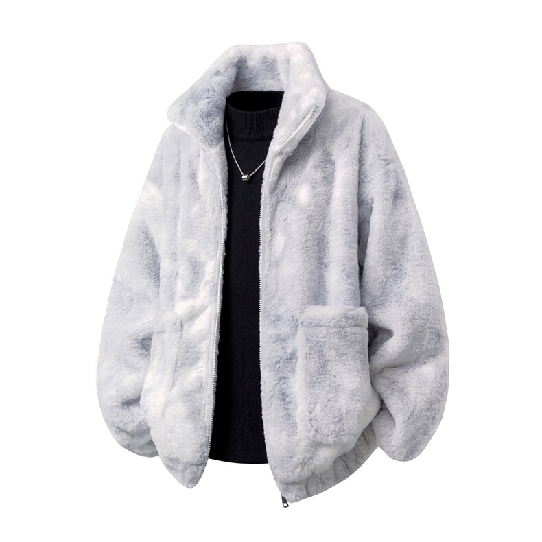 1羊羔毛棉衣潮扎染情侣大码M-5XL毛绒外套男YG7503P128控168，男装棉衣，星座226-2