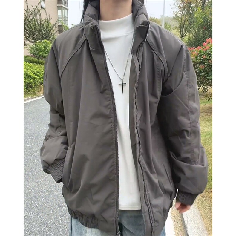 现货美式高街休闲夹克冬季三防立领纯色户外工装加厚棉服外套,男装夹克,电商A486