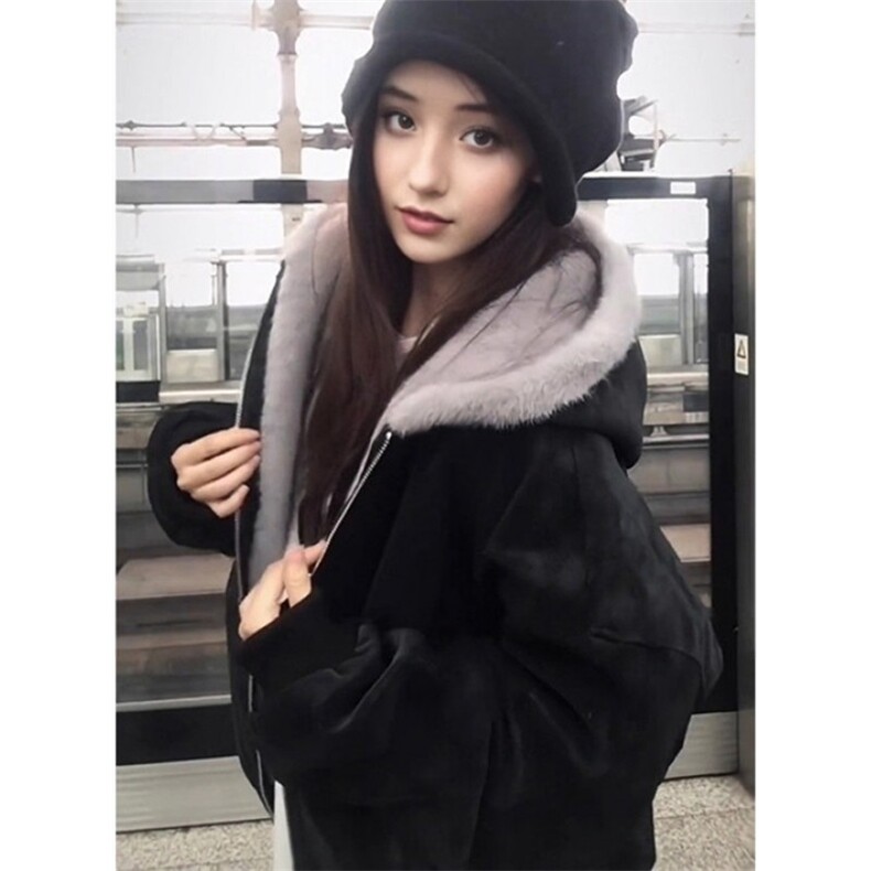 连帽座山雕皮衣外套棉服男女款冬季加绒加厚棉衣夹克 MY171图片