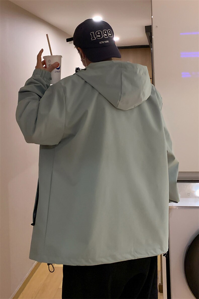 新款连帽冲锋衣夹克男港风潮流宽松休闲外套JK2302-P68,男装夹克,星座717