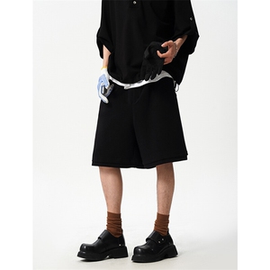 8XL-M 高品质莫代尔空气层套装连帽短袖男上衣五分裤两件套TZ110图片