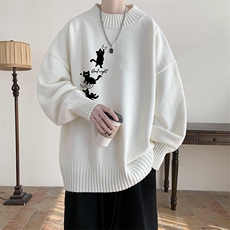 半高领毛衣男大码胖子针织衫毛线衣M18461-P45加绒款-P65，男装针织衫/毛衣，电商A040