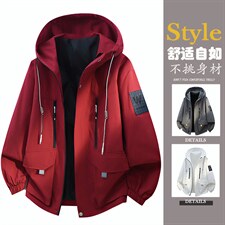 现货春季新款潮牌连帽休闲工装多口袋外套A436-D209夹克-P65，男装夹克，电商A436