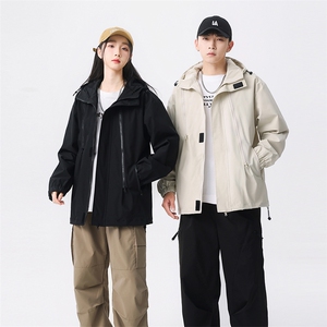 冲锋衣外套潮牌痞帅炸街男秋冬情侣防水山系夹克JK880-P50,白色蓝色 搭配好看不图片