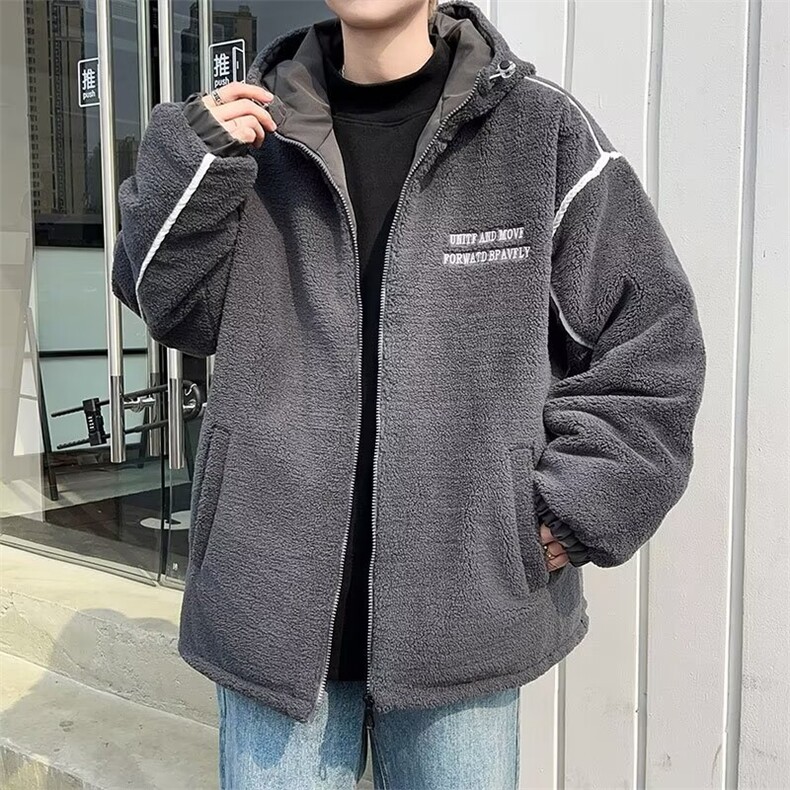 毛毛棉服外套男韩版潮流字母刺绣2024冬季ins宽松外套MF200-P59,男装棉衣,星座412-3