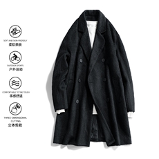 白底男毛呢大衣双排扣羊毛呢子风衣长款西装外套男JK02566-P115，男装风衣，星座308B-2